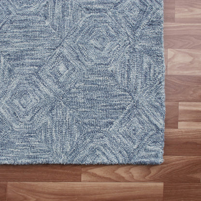 8 x 10 Blue Wool Geometric Hand Tufted Rug