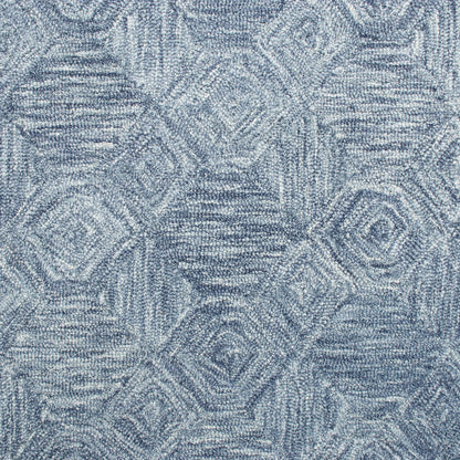 8 x 10 Blue Wool Geometric Hand Tufted Rug