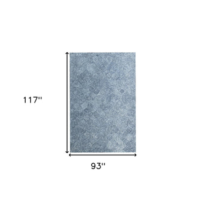 8 x 10 Blue Wool Geometric Hand Tufted Rug