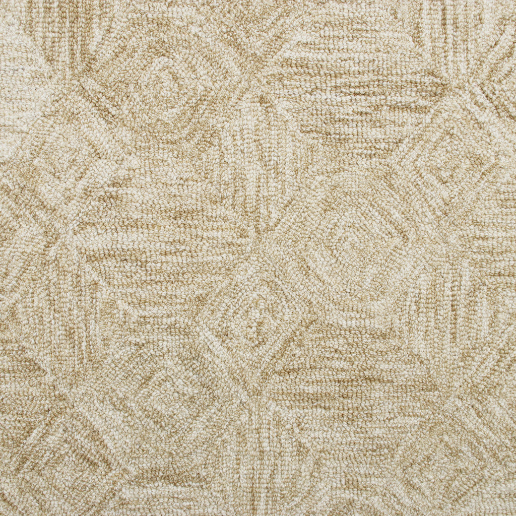 8 x 10 Beige Wool Geometric Hand Tufted Rug