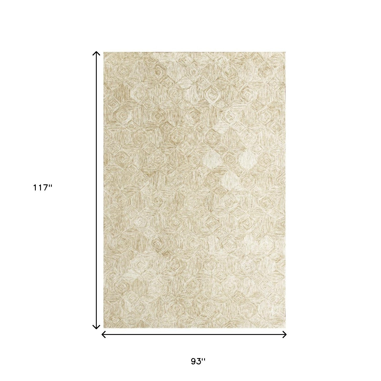 8 x 10 Beige Wool Geometric Hand Tufted Rug