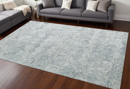 8 x 10 Silver Wool Geometric Hand Tufted Rug