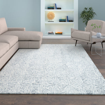 8 x 10 Silver Wool Geometric Hand Tufted Rug