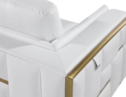 White & Gold Top Grain Leather Club Chair