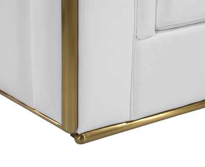 White & Gold Top Grain Leather Club Chair