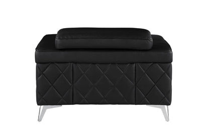 Black & Silver Top Grain Leather Club Chair