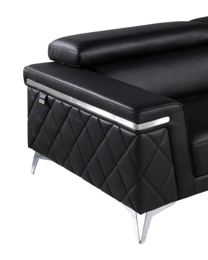 Black & Silver Top Grain Leather Club Chair