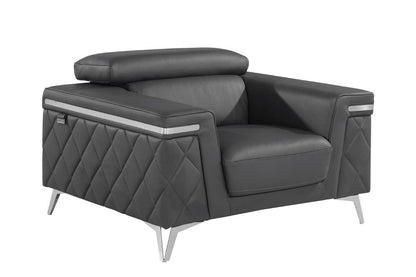 Gray & Silver Top Grain Leather Club Chair