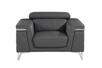 Gray & Silver Top Grain Leather Club Chair
