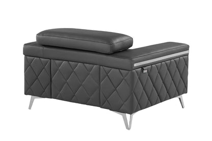 Gray & Silver Top Grain Leather Club Chair