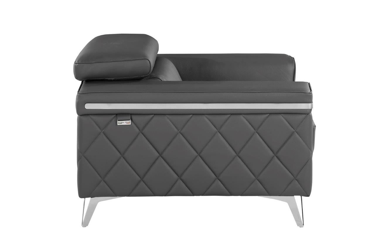 Gray & Silver Top Grain Leather Club Chair