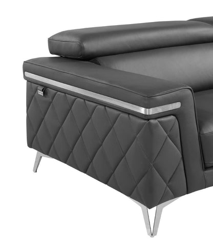 Gray & Silver Top Grain Leather Club Chair