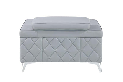 Light Gray & Silver Top Grain Leather Club Chair