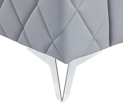 Light Gray & Silver Top Grain Leather Club Chair