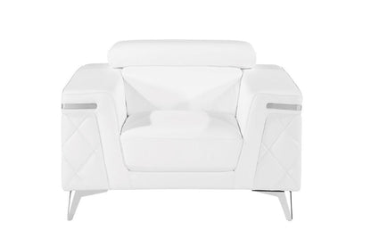 White & Silver Top Grain Leather Club Chair