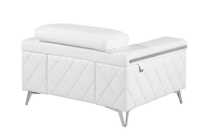 White & Silver Top Grain Leather Club Chair