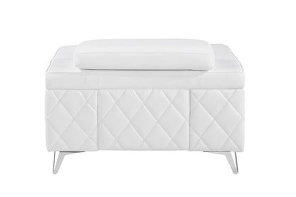 White & Silver Top Grain Leather Club Chair