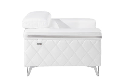 White & Silver Top Grain Leather Club Chair