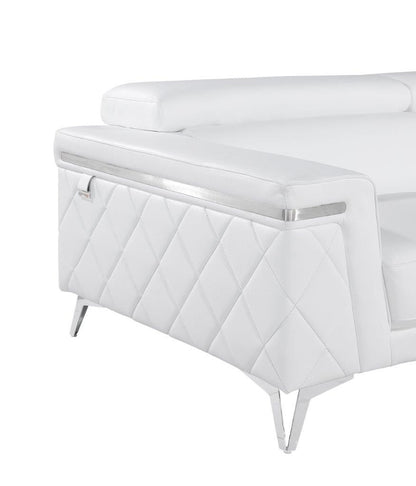 White & Silver Top Grain Leather Club Chair
