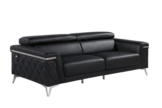 Black Italian Leather Sofa