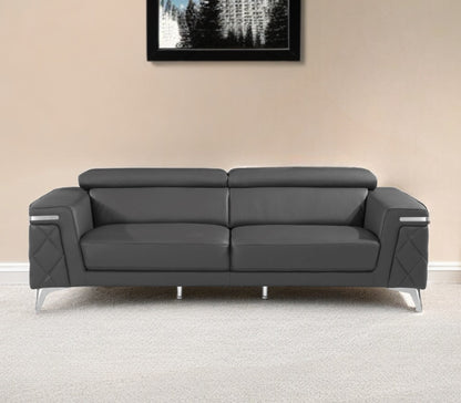 Dark Gray Italian Leather Sofa
