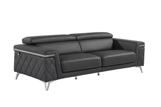 Dark Gray Italian Leather Sofa