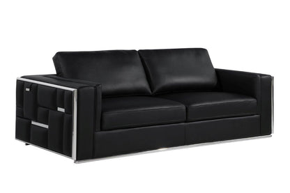 Black Italian Leather Sofa