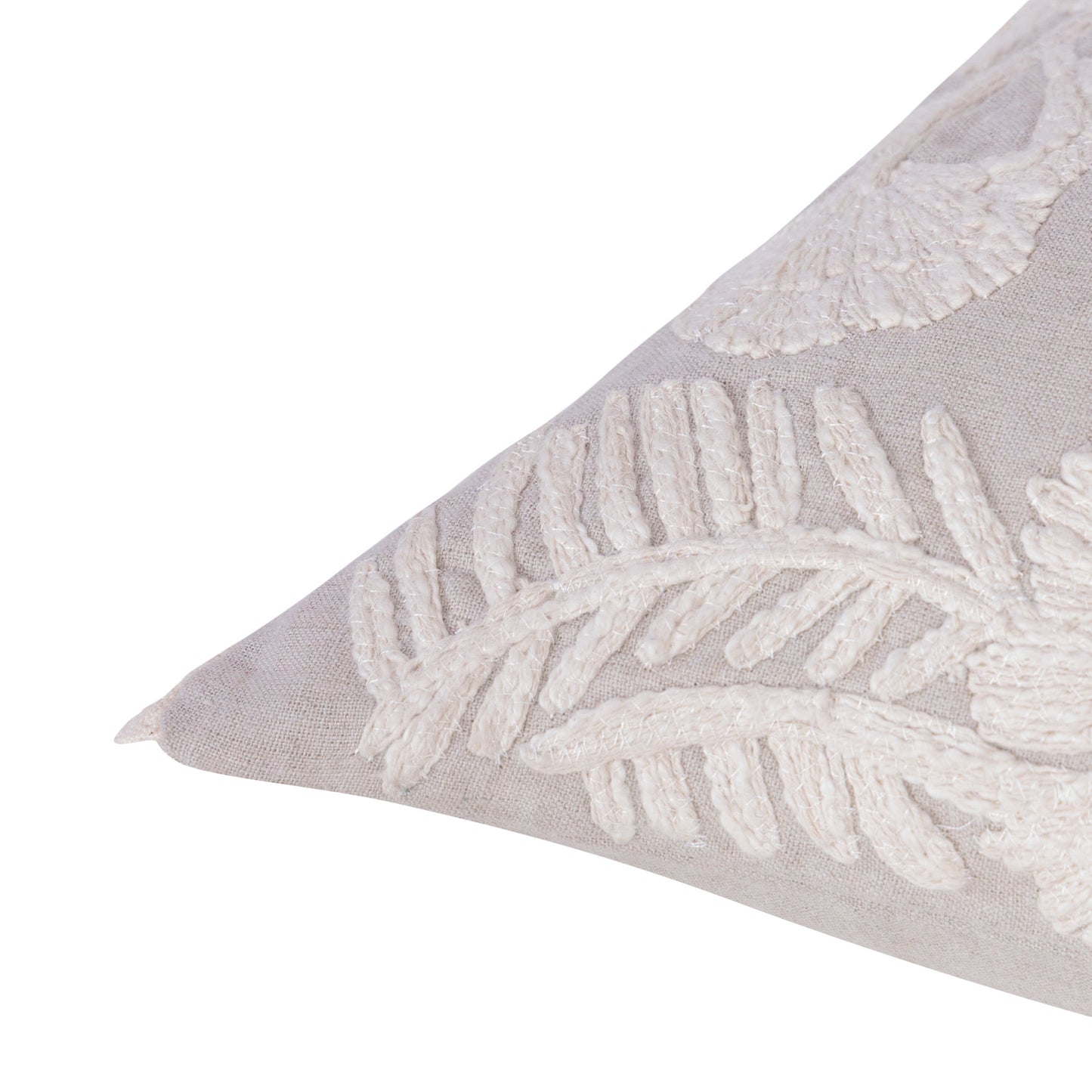 Natural & Ivory Botanical Linen Pillow w/ Embroidery