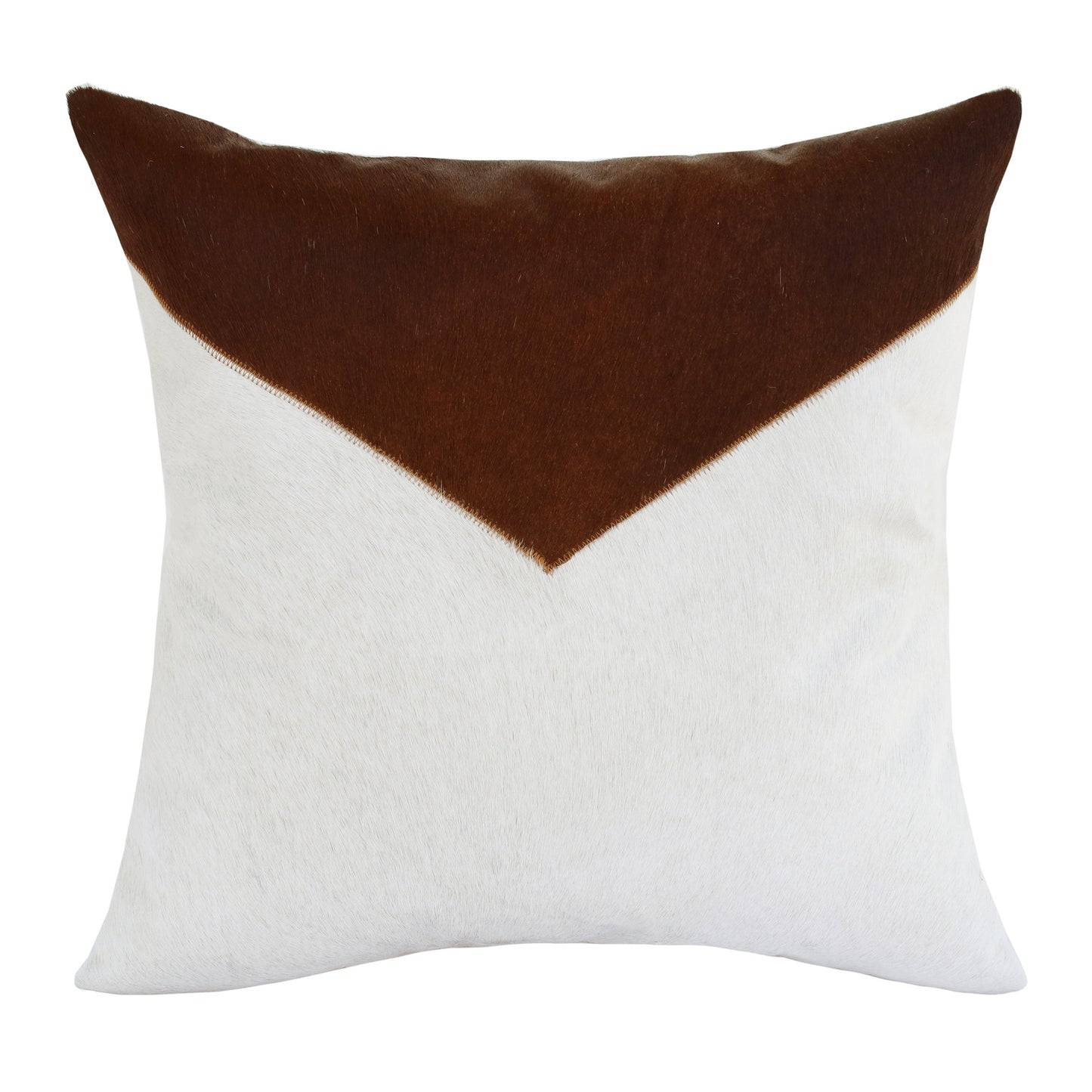 Brown & Ivory Geometric Faux Leather Pillow