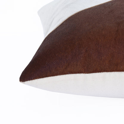 Brown & Ivory Geometric Faux Leather Pillow