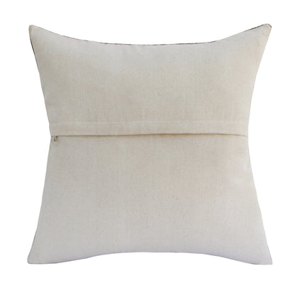 Brown & Ivory Geometric Faux Leather Pillow