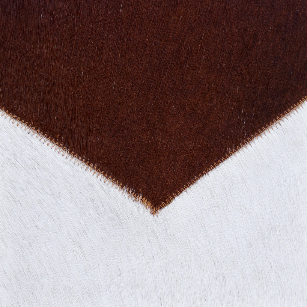 Brown & Ivory Geometric Faux Leather Pillow