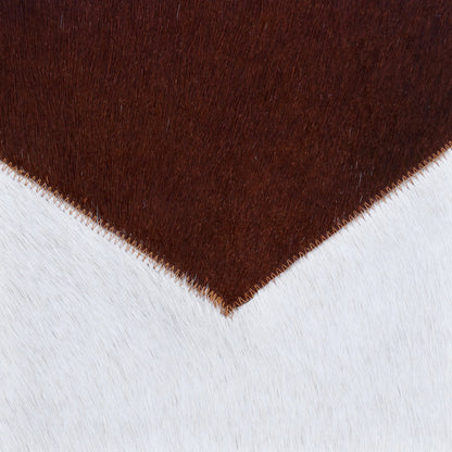Brown & Ivory Geometric Faux Leather Pillow