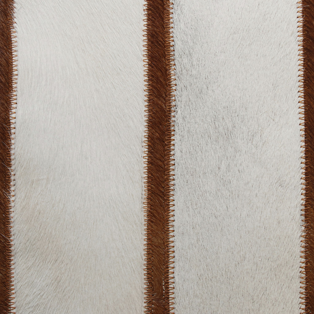 Brown & Ivory Striped Faux Leather Pillow