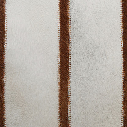 Brown & Ivory Striped Faux Leather Pillow