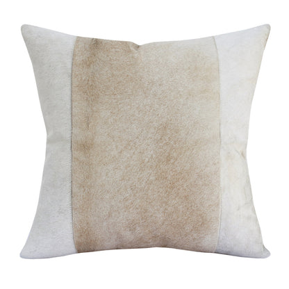 Beige & Ivory Striped Faux Leather Pillow