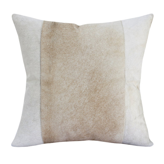 Beige & Ivory Striped Faux Leather Pillow