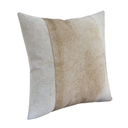 Beige & Ivory Striped Faux Leather Pillow