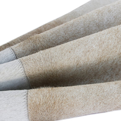 Beige & Ivory Striped Faux Leather Pillow