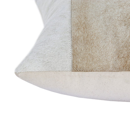 Beige & Ivory Striped Faux Leather Pillow