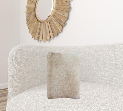 Beige & Ivory Striped Faux Leather Pillow
