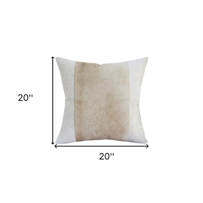 Beige & Ivory Striped Faux Leather Pillow