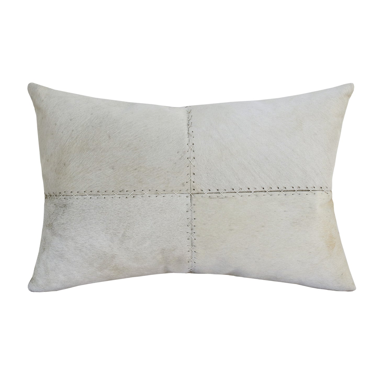 Ivory Patchwork Faux Leather Pillow