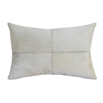 Ivory Patchwork Faux Leather Pillow