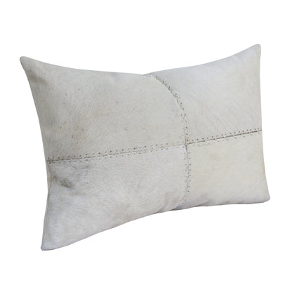 Ivory Patchwork Faux Leather Pillow