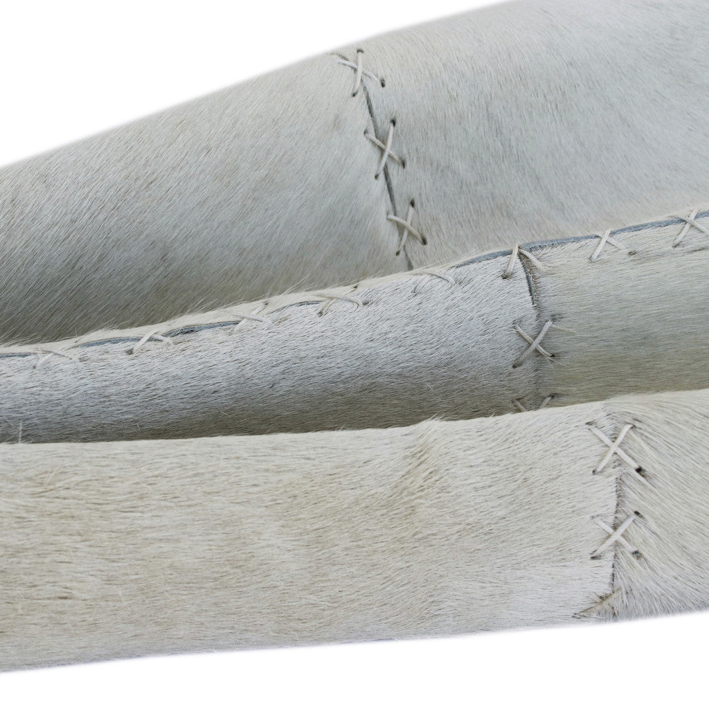 Ivory Patchwork Faux Leather Pillow