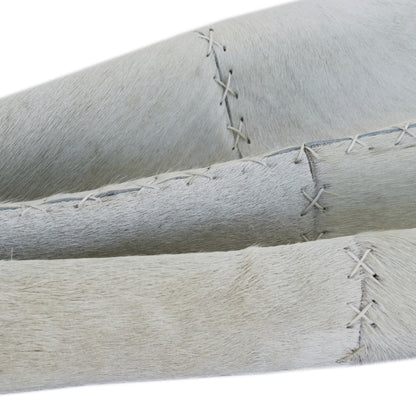Ivory Patchwork Faux Leather Pillow