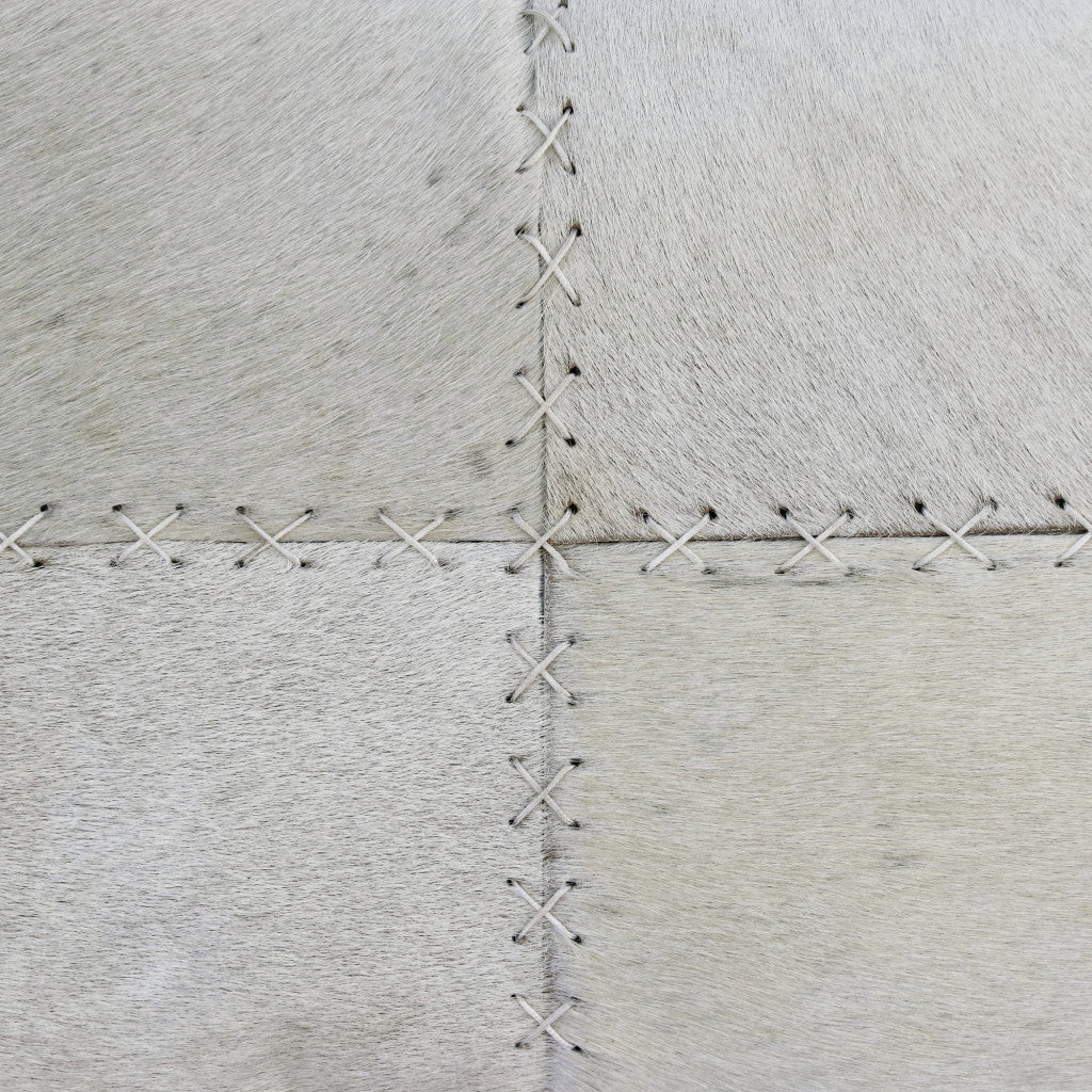 Ivory Patchwork Faux Leather Pillow