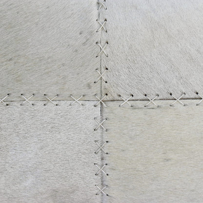 Ivory Patchwork Faux Leather Pillow