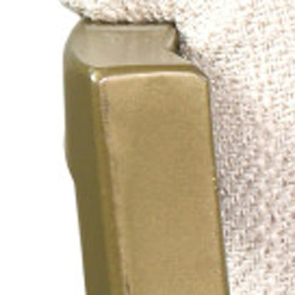 Beige & Antiqued Brass Steel Low Back Bar Height Bar Chair